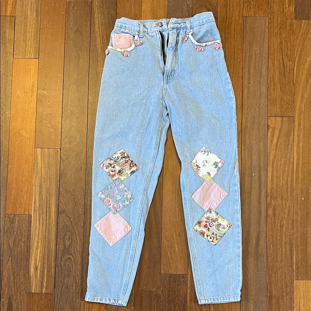 Vintage Floral Patch Kids Denim Jeans